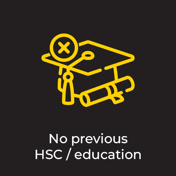 No previous HSC/education requirement